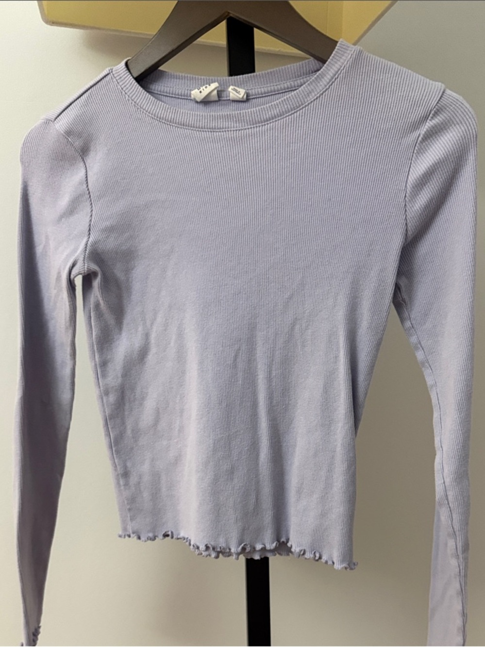 GAP Light Lavender Ribbed Long-Sleeve Crop Top